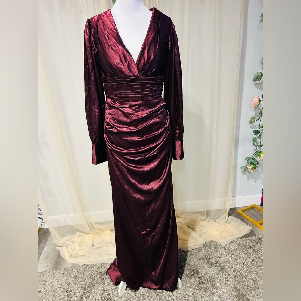 Chic Long Sleeve Burgundy Dress